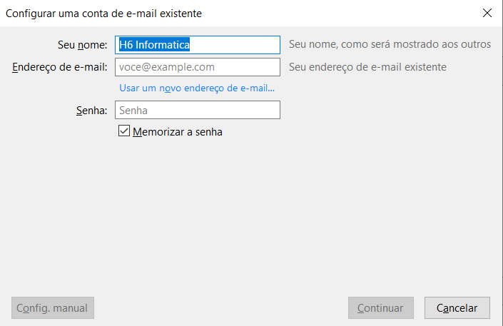 mozilla thunderbird configurar email